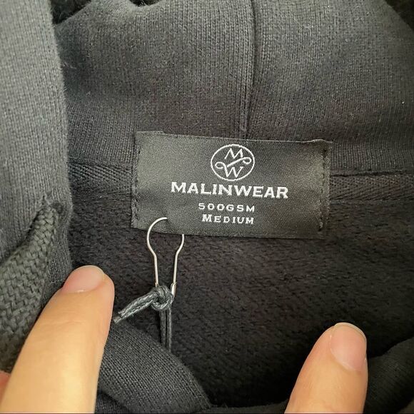 MALINWEAR Exclusive Black Winter 500 GSM Hoodie Pullover size medium New - Picture 11 of 12